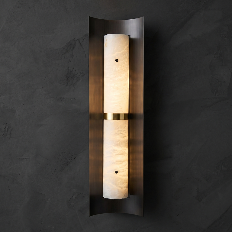 Arden Cylinder Black Wall Sconce by Dalmivik, complete fixture view