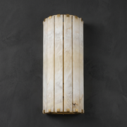 Hollis Modern Alabaster Long Wall Sconce by Dalmivik, complete fixture view