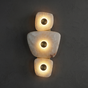 Hollis Alabaster Wall Sconce Light Modern by Dalmivik, complete fixture view