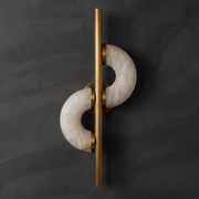 Veya Modern Alabaster Sculptural Wall Sconce by Dalmivik, complete fixture view