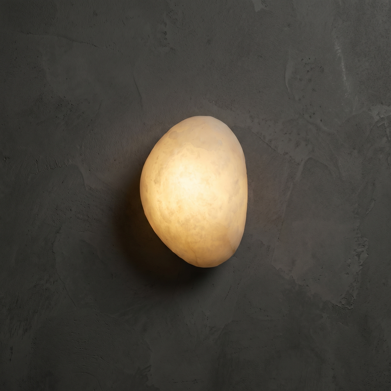 Sfera Alabaster Modern Wall Lamp Light by Dalmivik, complete fixture view