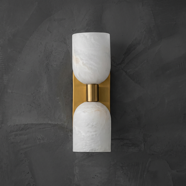 Orbita Modern Double Light Wall Sconce by Dalmivik, complete fixture view