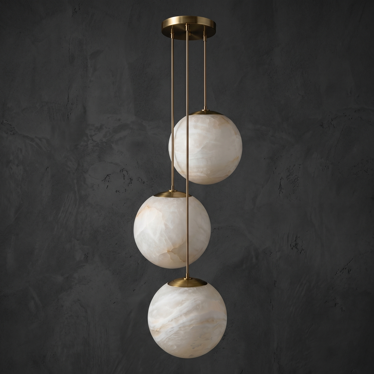 Orbita Modern Sphere Pendant Light by Dalmivik, complete fixture view