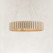 Slatted Wood-Grain Ring Chandelier in 24 in / 61 cm - alternate angle