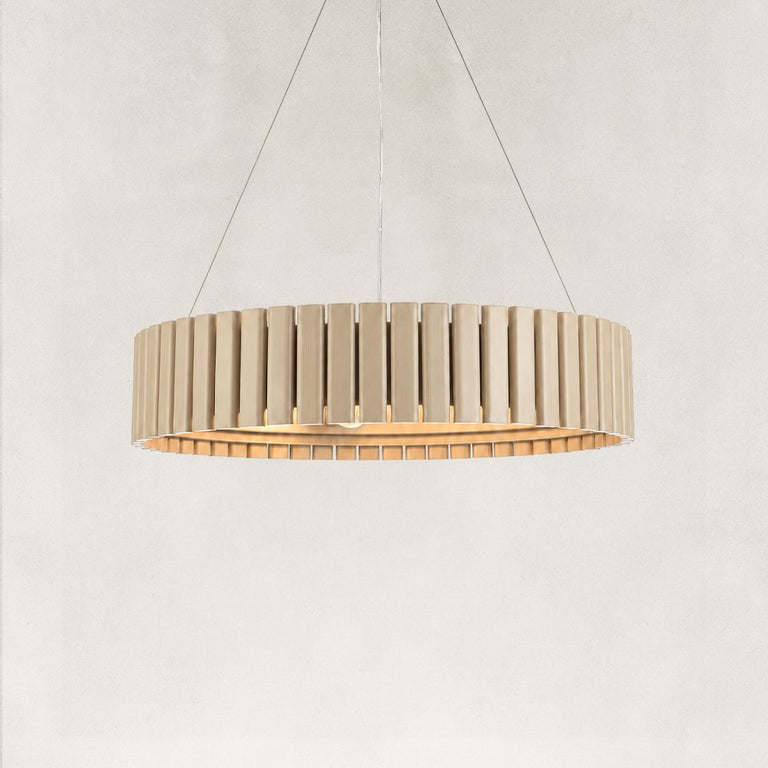 Slatted Wood-Grain Ring Chandelier in 24 in / 61 cm - alternate angle