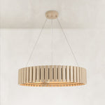 Slatted Wood-Grain Ring Chandelier in 24 in / 61 cm - complete fixture