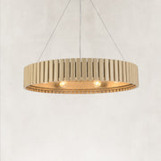Slatted Wood-Grain Ring Chandelier in 31 in / 79 cm - alternate angle