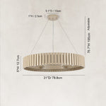Slatted Wood-Grain Ring Chandelier in 31 in / 79 cm - dimension diagram