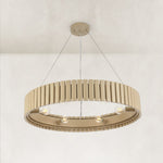 Slatted Wood-Grain Ring Chandelier in 31 in / 79 cm - material detail