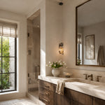 Smoky Four-Panel Marble Pendant displayed in a bathroom interior