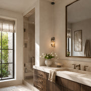 Smoky Four-Panel Marble Pendant displayed in a bathroom interior