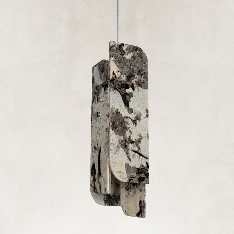 Product detail of Smoky Four-Panel Marble Pendant against a neutral background