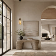 Smoky Four-Panel Marble Pendant displayed in a furnished living room