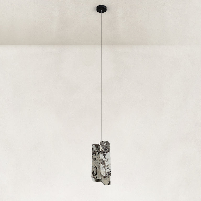 Product detail of Smoky Four-Panel Marble Pendant against a neutral background