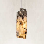 Product detail of Smoky Four-Panel Marble Pendant against a neutral background