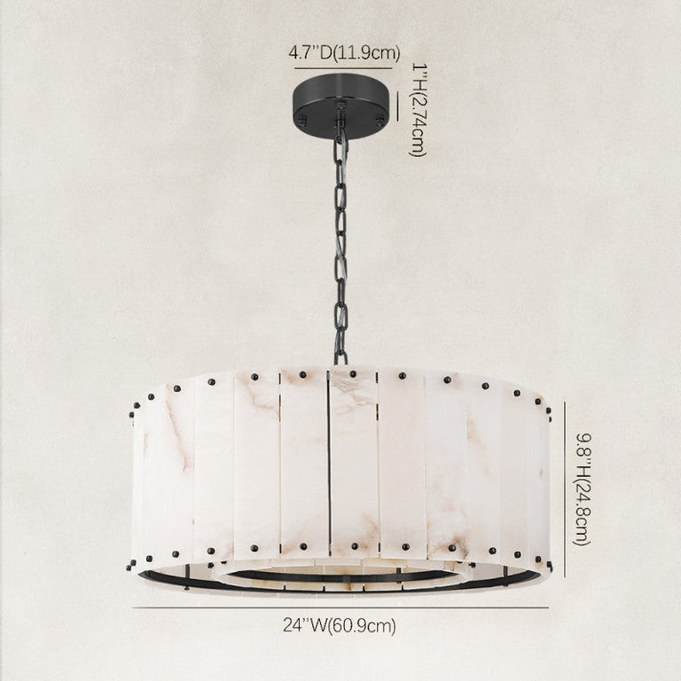 Single-tier panel chandelier, black 24-inch single-tier dimension drawing.