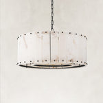 Single-tier panel chandelier, black complete fixture unlit.