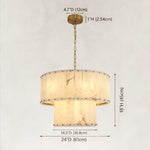 Two-tier panel chandelier, brass-tone 24-inch two-tier dimension diagram.