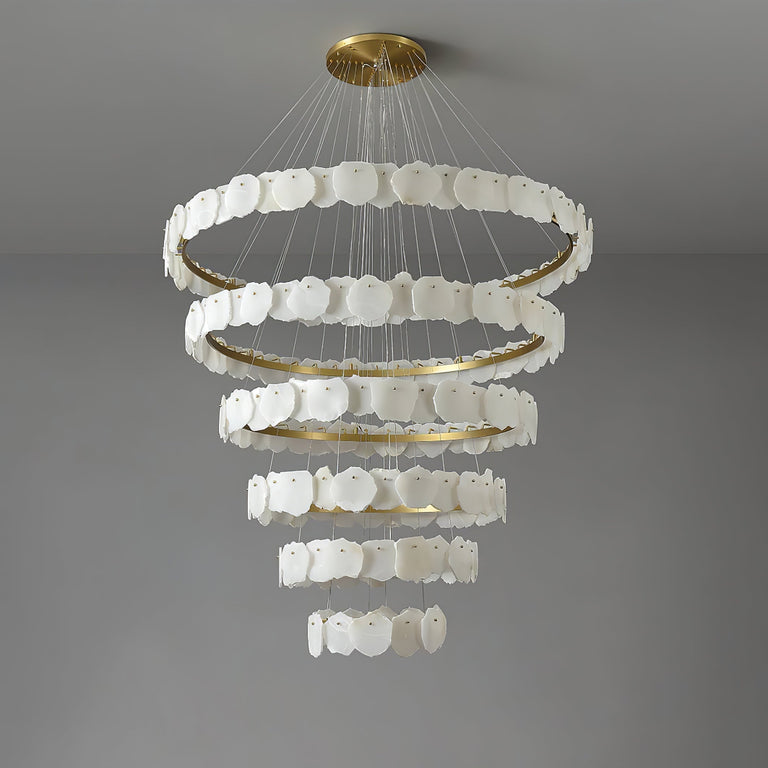Spiral Alabaster Chandelier – Gold & White 4‑6 Layer Luxury Ceiling Light by Dalmivik, product or room detail view