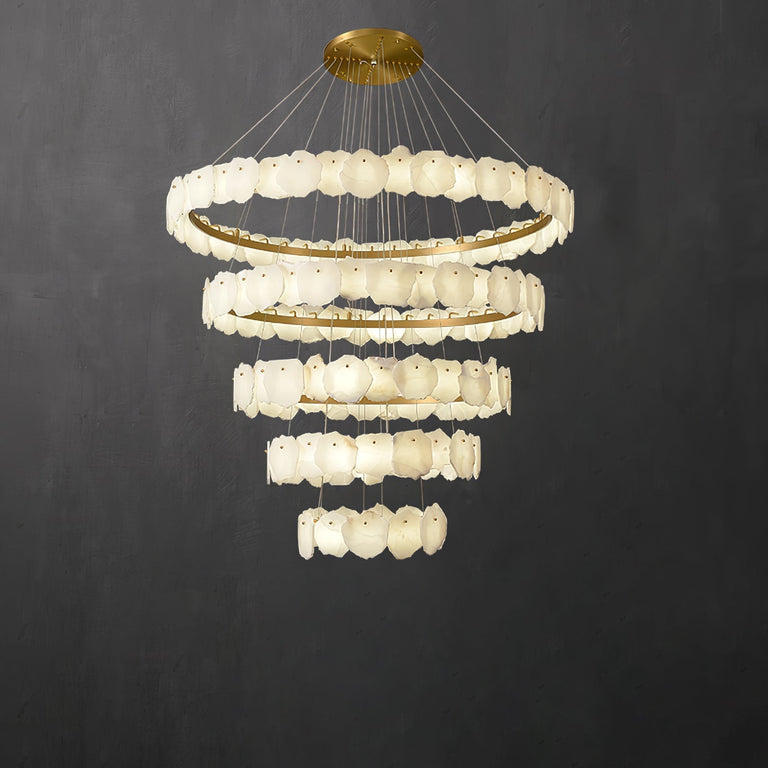 Spiral Alabaster Chandelier – Gold & White 4‑6 Layer Luxury Ceiling Light by Dalmivik, product or room detail view