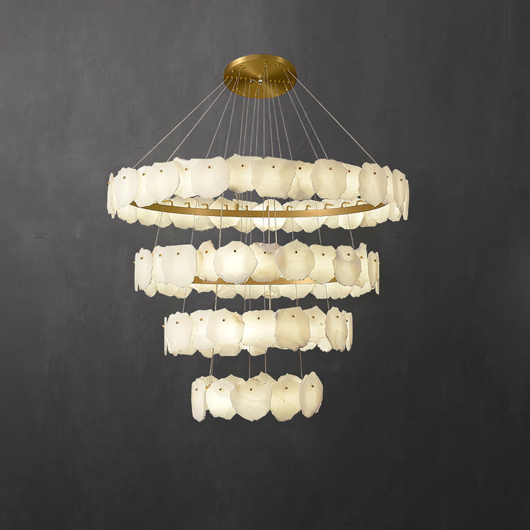 Spiral Alabaster Chandelier – Gold & White 4‑6 Layer Luxury Ceiling Light by Dalmivik, product or room detail view