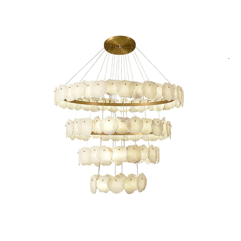 Spiral Alabaster Chandelier – Gold & White 4‑6 Layer Luxury Ceiling Light by Dalmivik, product or room detail view