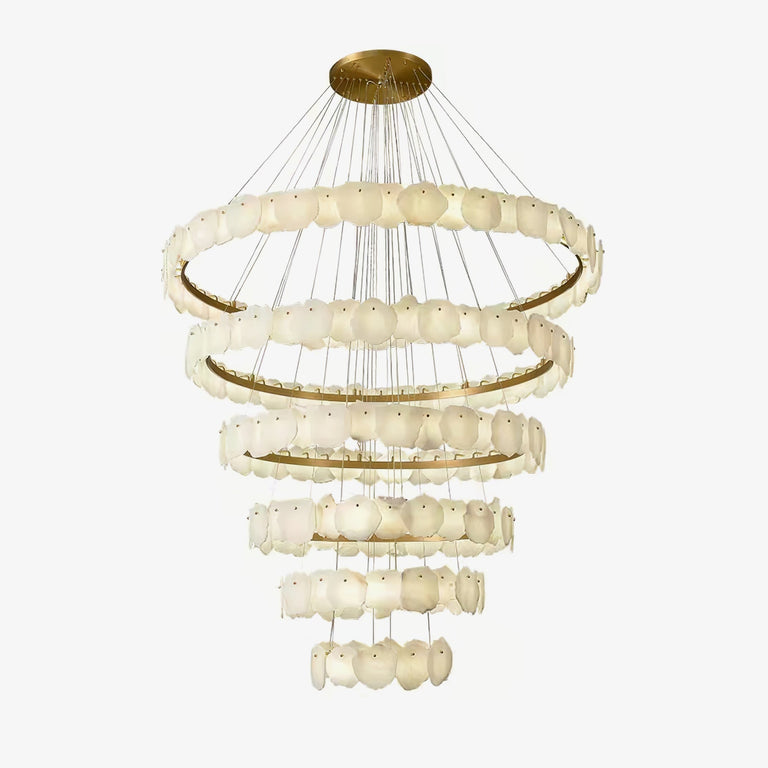 Spiral Alabaster Chandelier – Gold & White 4‑6 Layer Luxury Ceiling Light by Dalmivik, product or room detail view