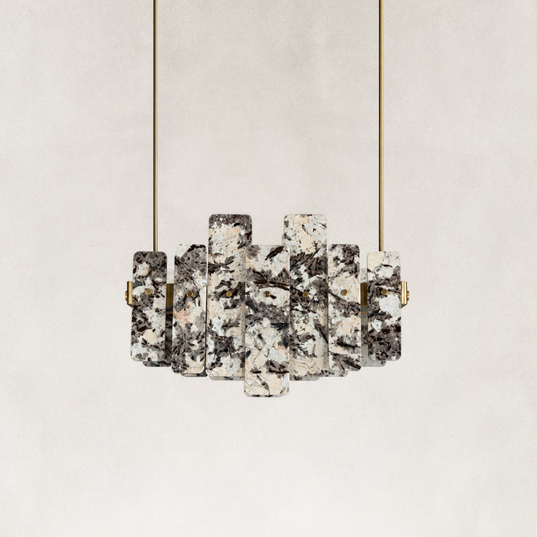 Product detail of Staggered Marble Panel Chandelier 41.3" against a neutral background