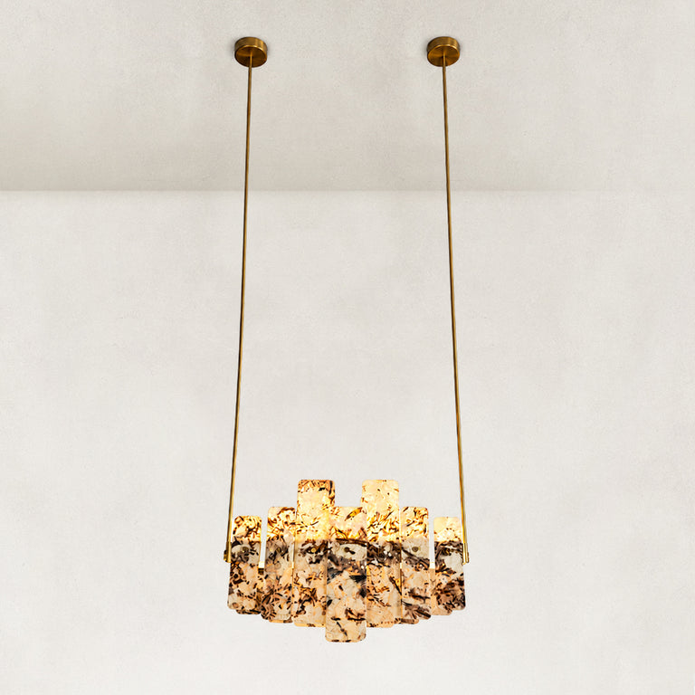 Staggered Marble Panel Chandelier 41.3" shown in full against a neutral background