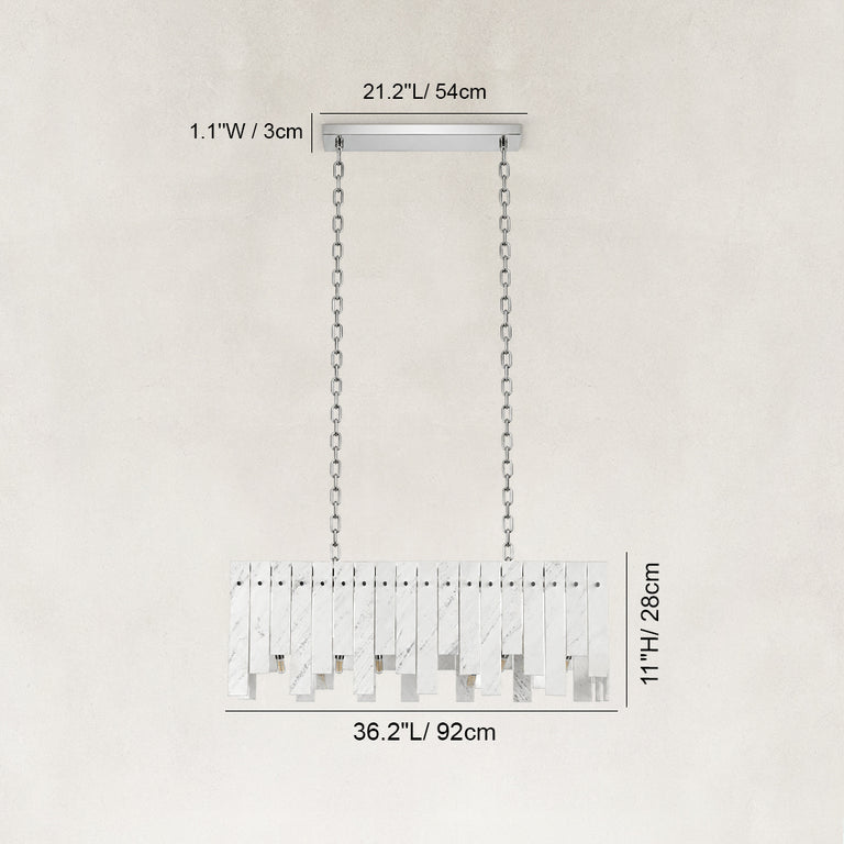 Dimension diagram for Staggered White Marble Island Chandelier 47.2"