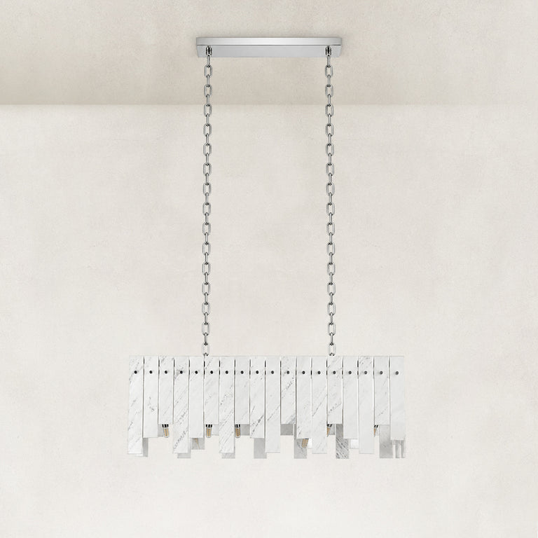 Product detail of Staggered White Marble Island Chandelier 47.2" against a neutral background