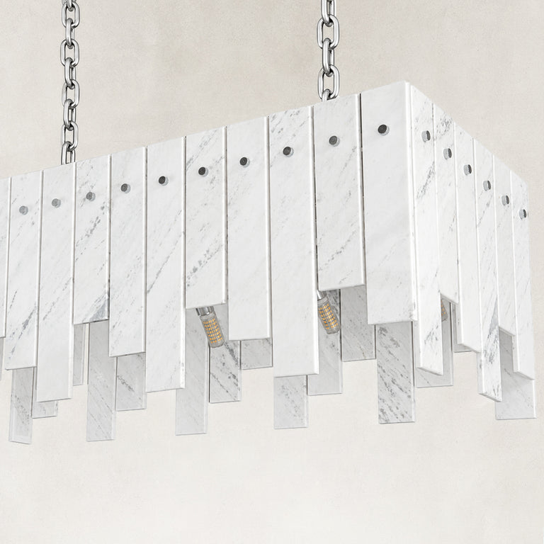 Product detail of Staggered White Marble Island Chandelier 47.2" against a neutral background