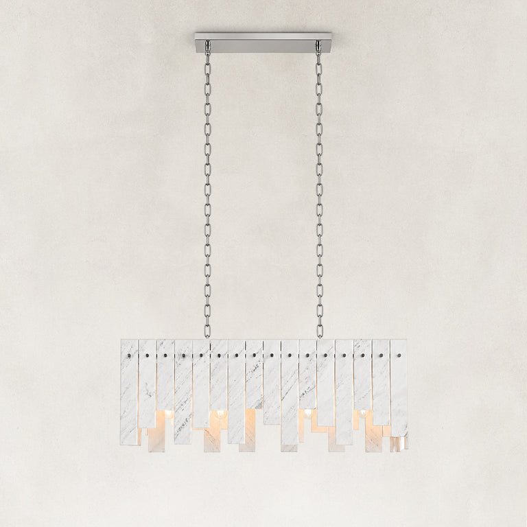 Staggered White Marble Island Chandelier 47.2" shown against a neutral background