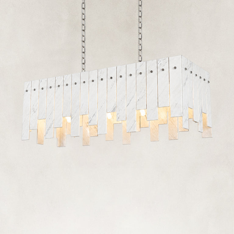 Product detail of Staggered White Marble Island Chandelier 47.2" against a neutral background