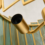 Stained Glass Drum Pendant Light 12.5" in Aged brass, socket detail