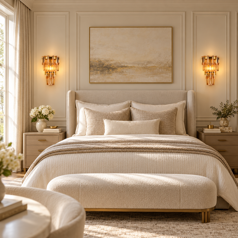 Amber crystal wall sconce shown in a furnished interior