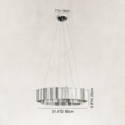 Dimension diagram for Striated Marble Double-Ring Chandelier 31.5
