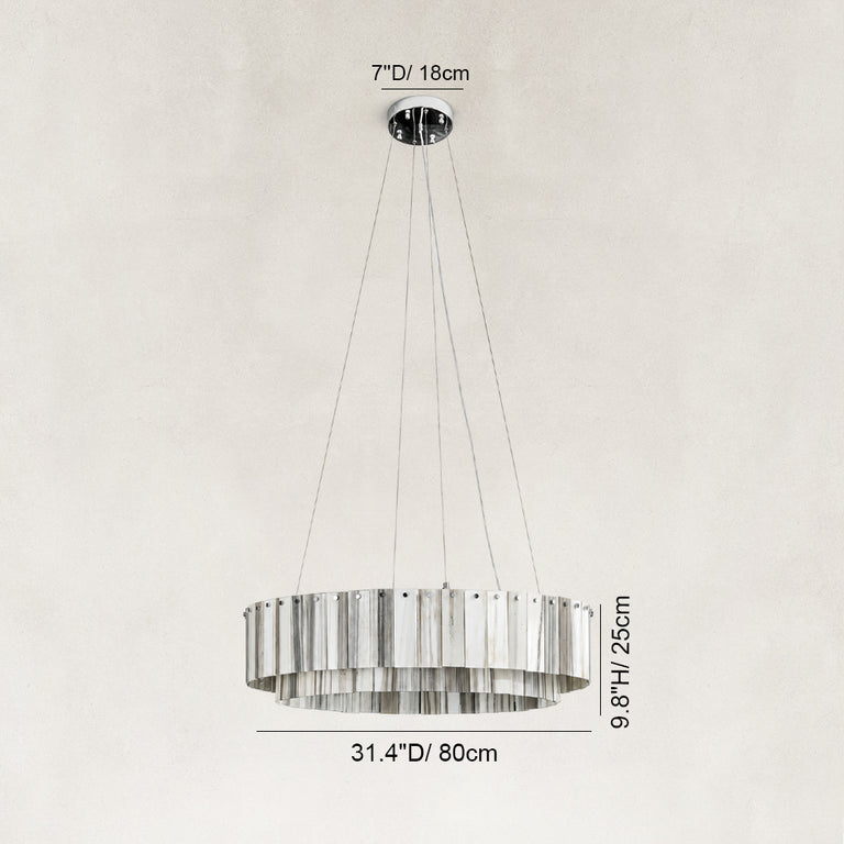 Dimension diagram for Striated Marble Double-Ring Chandelier 31.5"