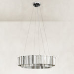 Product detail of Striated Marble Double-Ring Chandelier 31.5