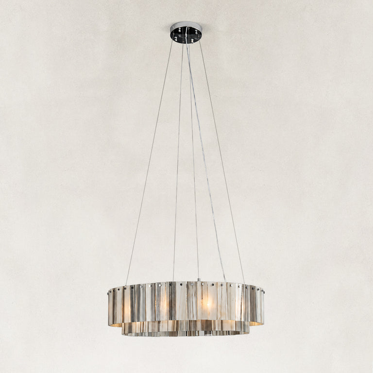 Striated Marble Double-Ring Chandelier 31.5" shown against a neutral background