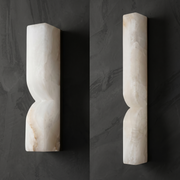 Anello Alabaster Vertical Wall Sconce by Dalmivik, complete fixture view
