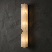 Anello Alabaster Vertical Wall Sconce by Dalmivik, complete fixture view