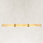 Illuminated Brass-finish alabaster linear chandelier