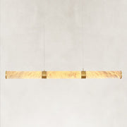 Illuminated Brass-finish alabaster linear chandelier