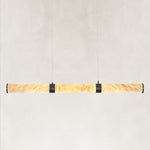 Illuminated Black-finish alabaster linear chandelier