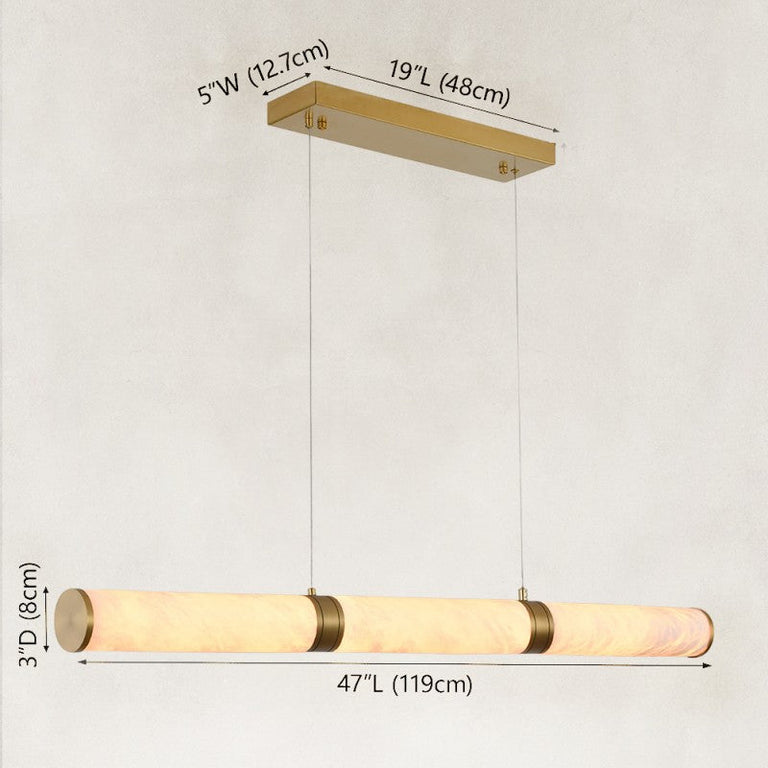 Gold-tone alabaster tube47in dimension diagram