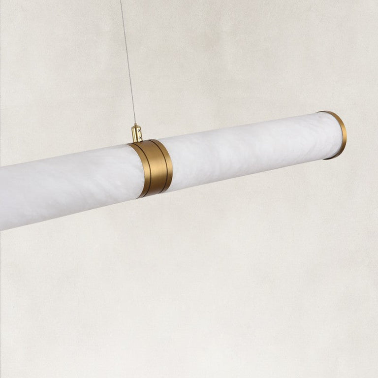 Gold-tone alabaster tube unlit oblique view