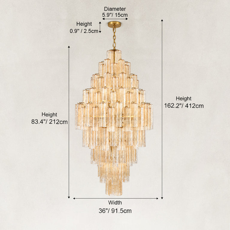 Dimensions of the tall tiered glass chandelier