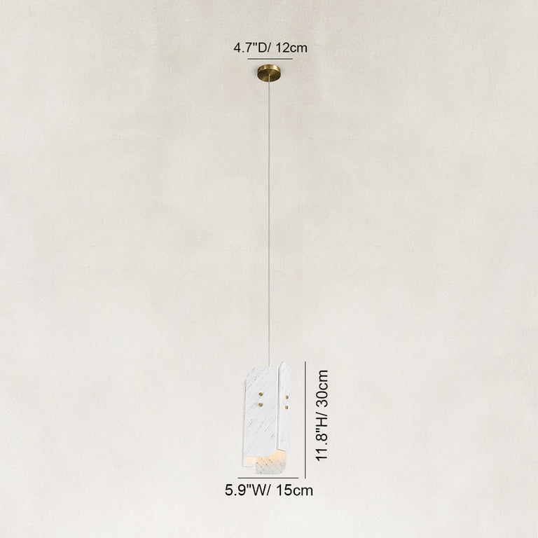 Dimension diagram for Tapered White Marble Blade Pendant
