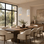 Tapered White Marble Blade Pendant installed above a dining table